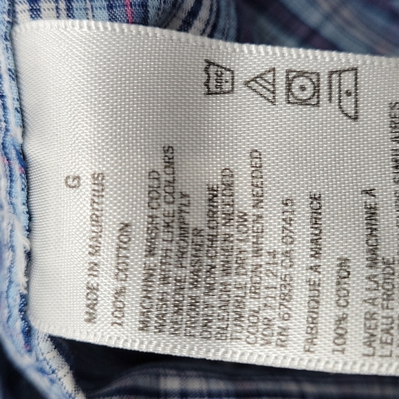 Nautica blue plaid button down Long Sleeve men's shirt Large - Picture 9 of 10